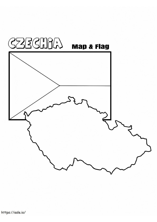 Tsjechische Vlag En Kaart kleurplaat