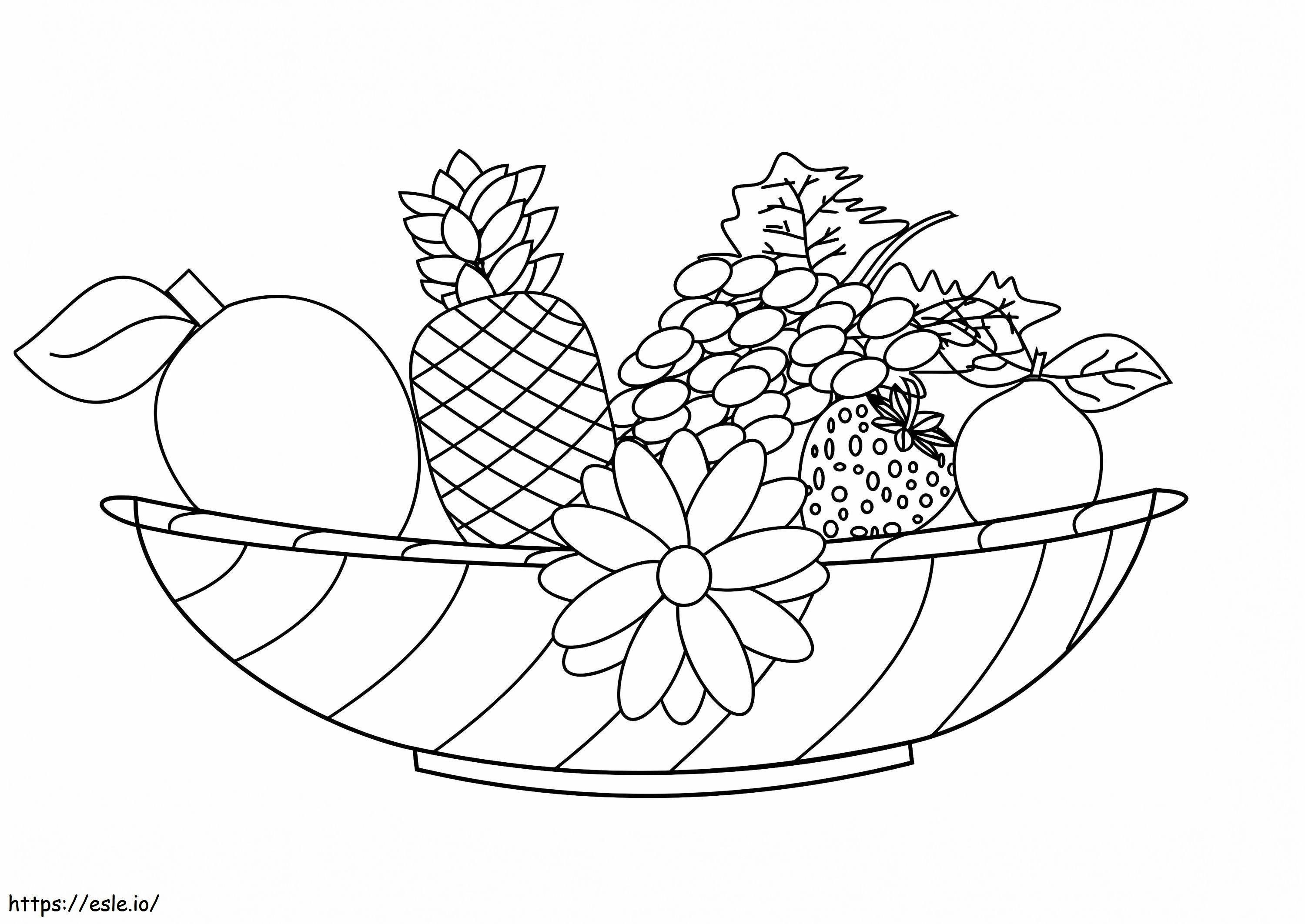 Coloriage Fruits et fleurs à imprimer dessin