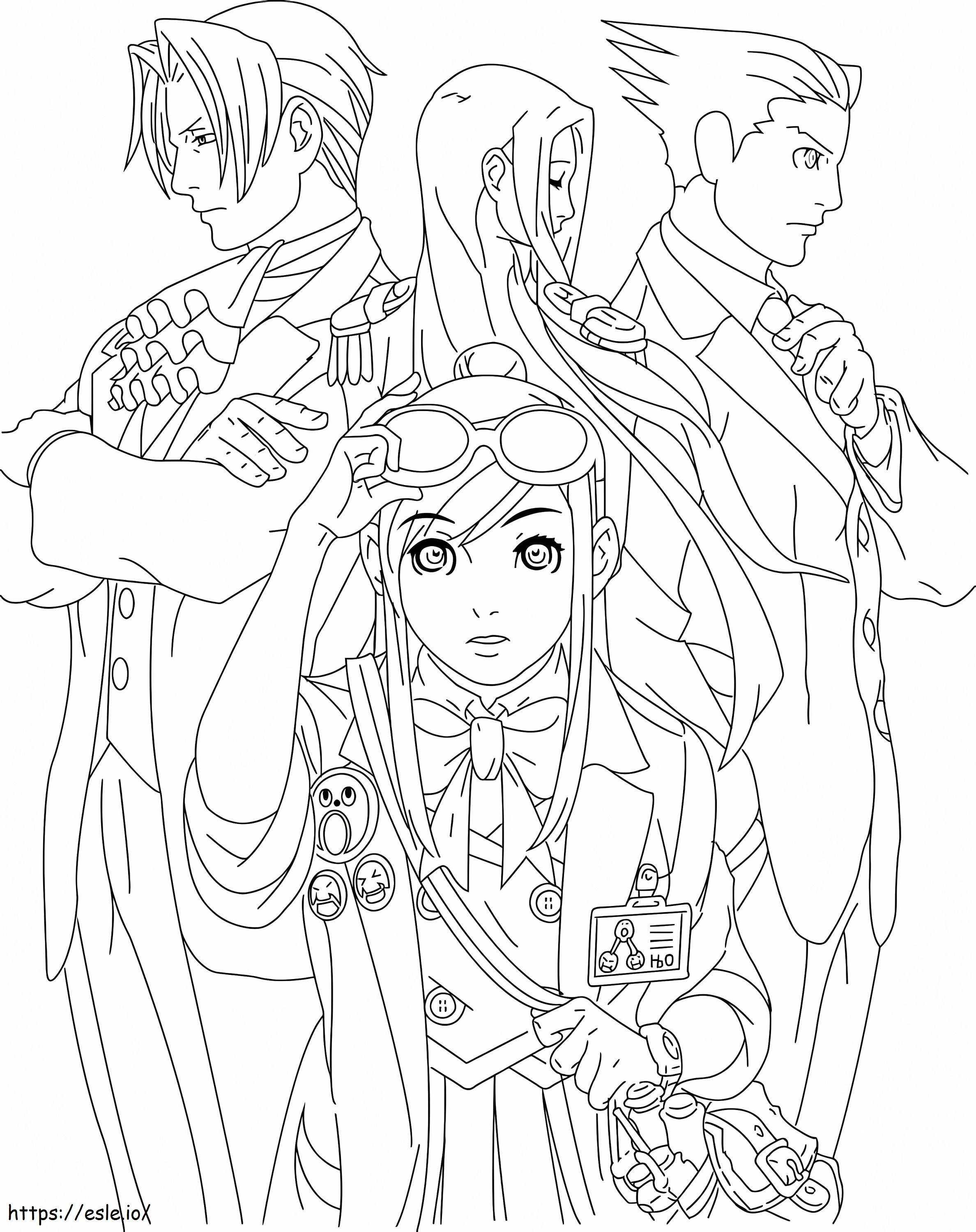 Characters In Ace Attorney coloring page