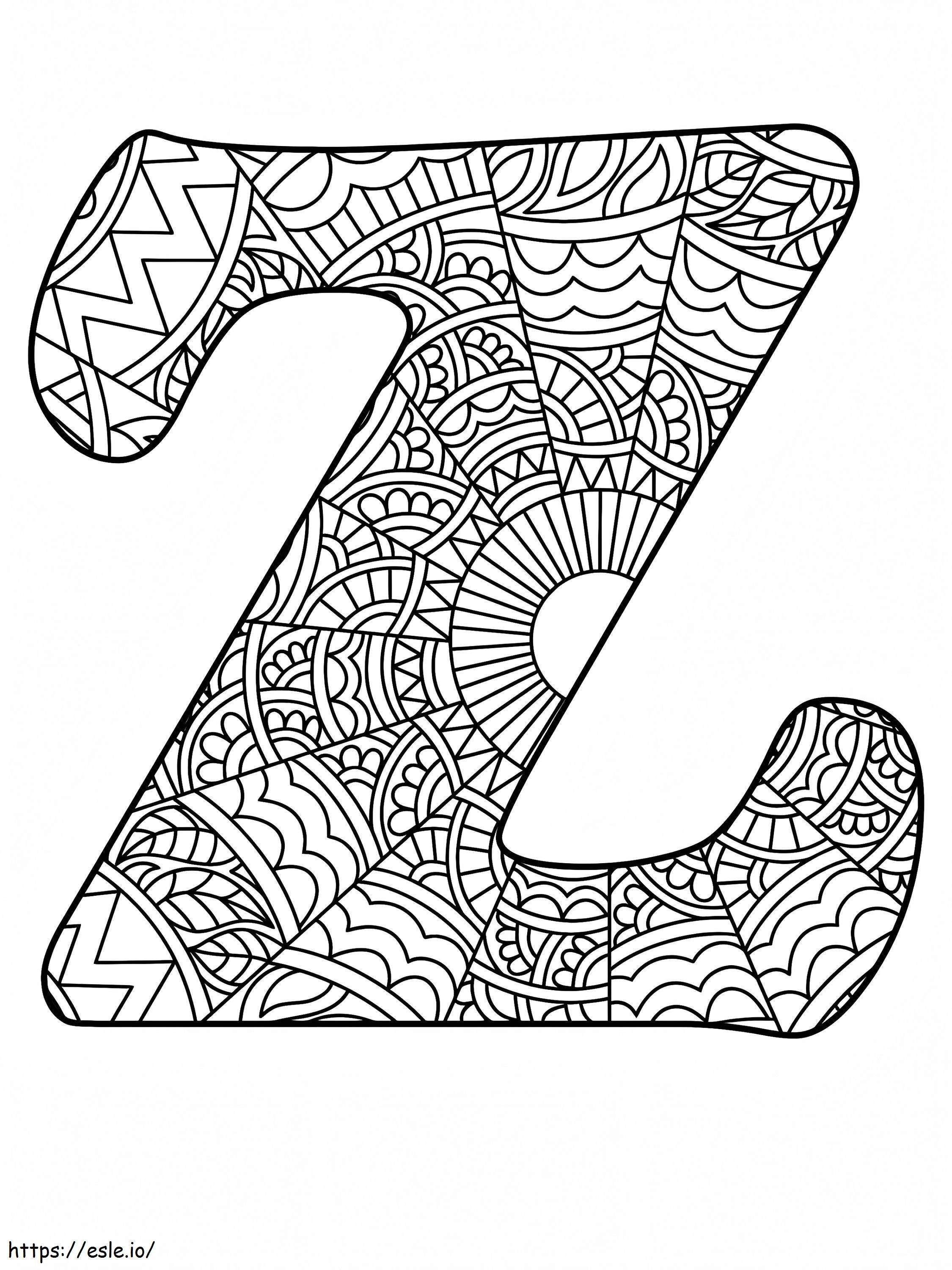 Letter Z Mandala-alfabet kleurplaat kleurplaat