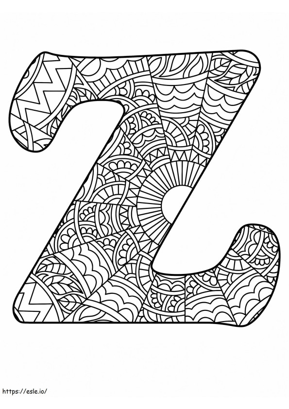Letter Z Mandala Alphabet coloring page