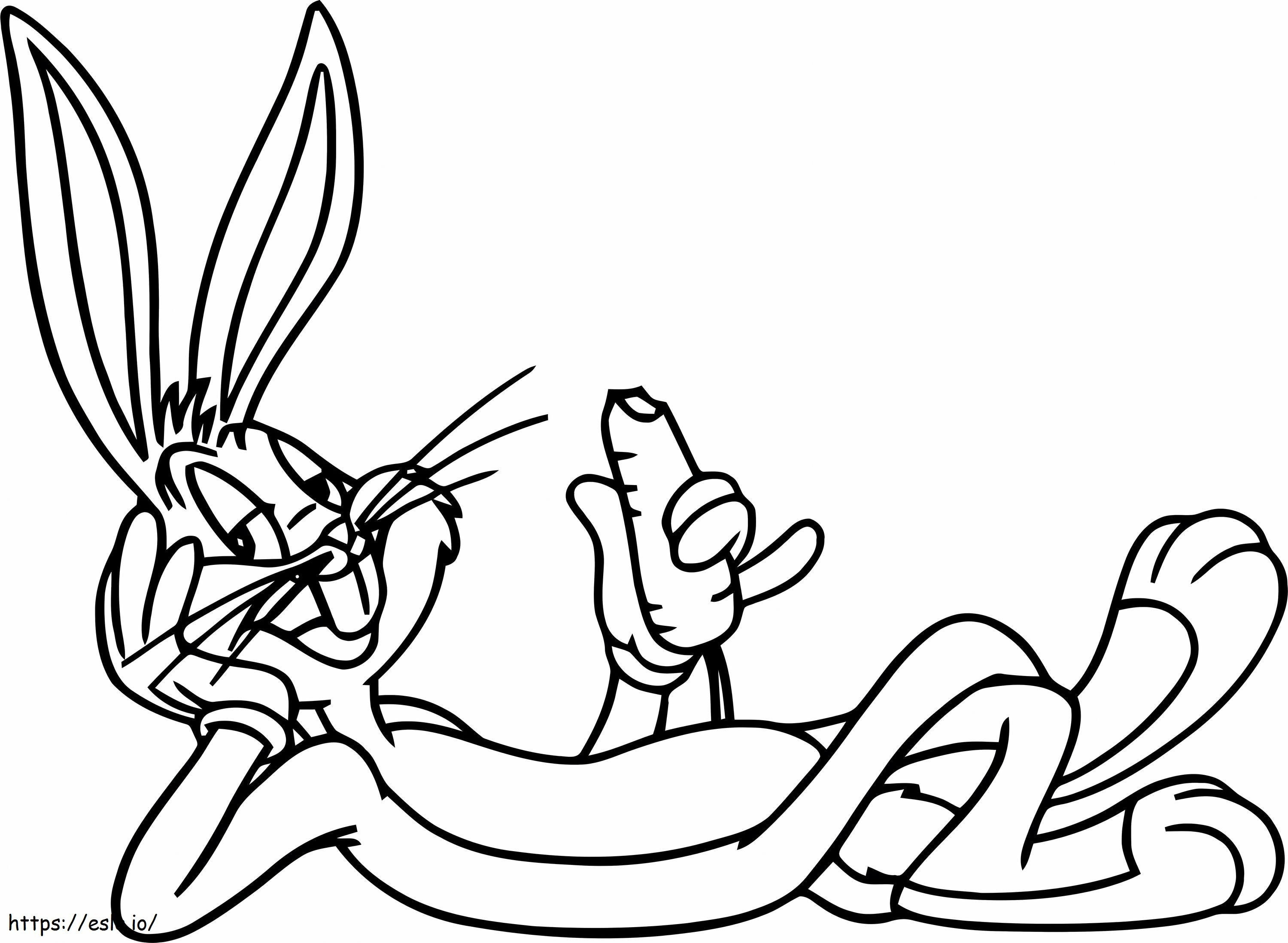 Bugs Bunny eet wortel geschubd kleurplaat kleurplaat