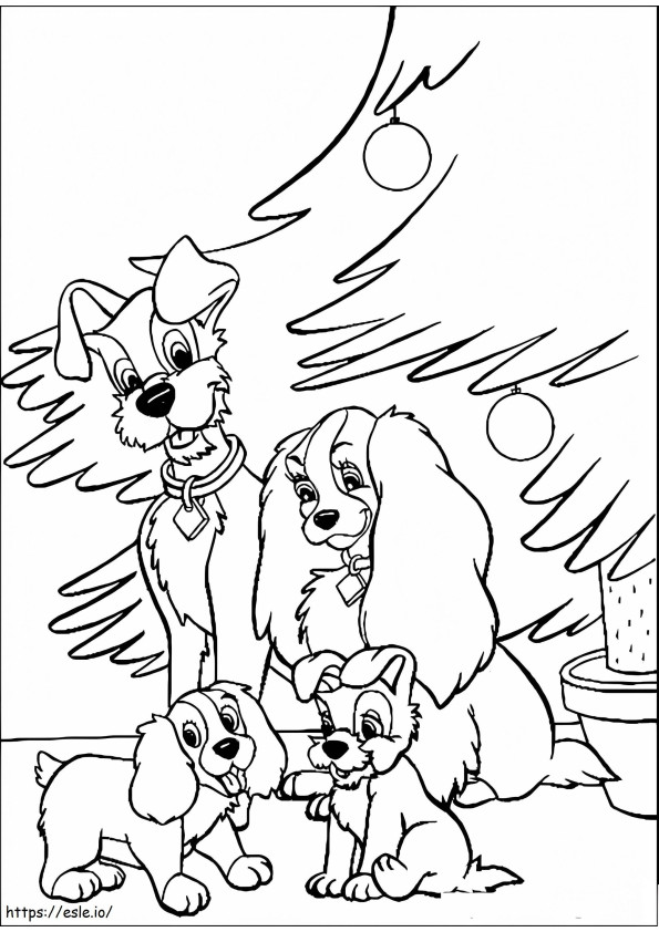 Lady The Tramp And Puppies coloring page