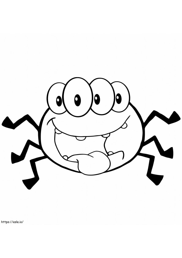  幸せな漫画のクモ ぬりえ - 塗り絵