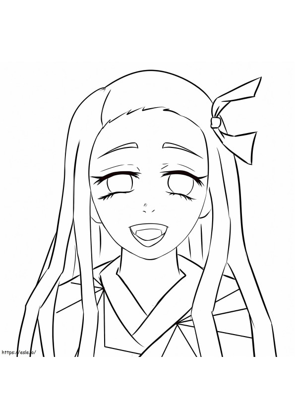 Happy Nezuko coloring page