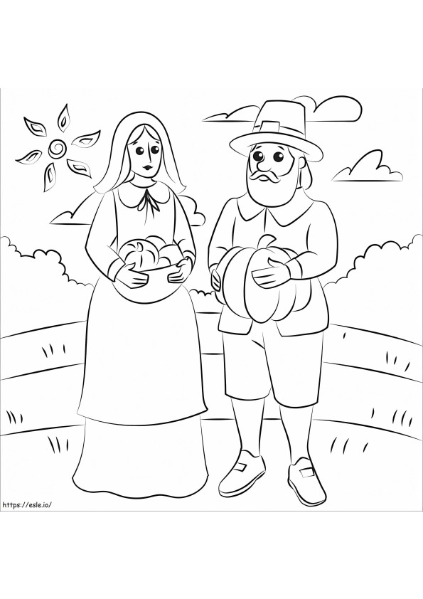 Pilgrim Couple coloring page