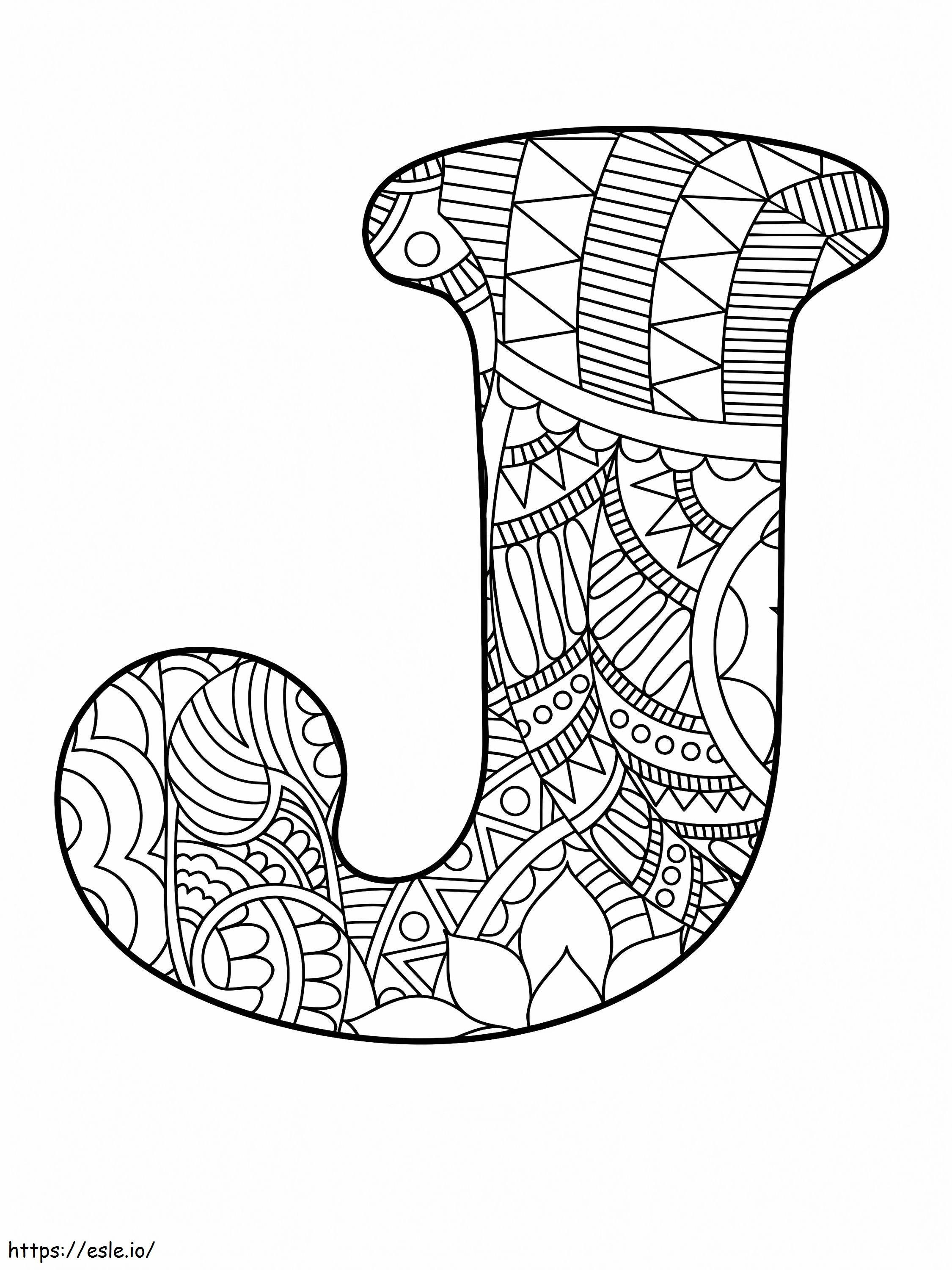 Letter J Mandala Alphabet coloring page