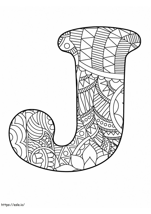 Letra J Mandala Alfabeto para colorir