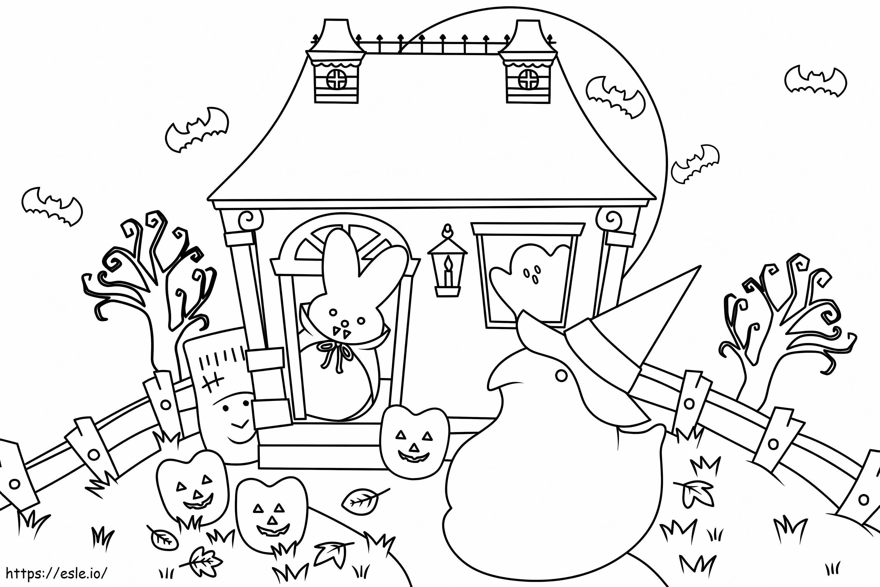 Marshmallow Peeps Halloween värityskuva