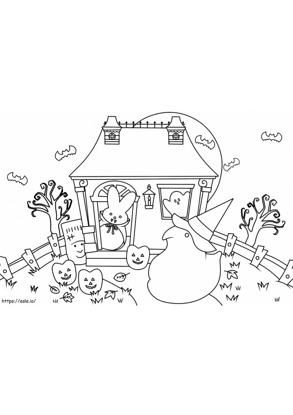 Marshmallow Peeps Halloween coloring page