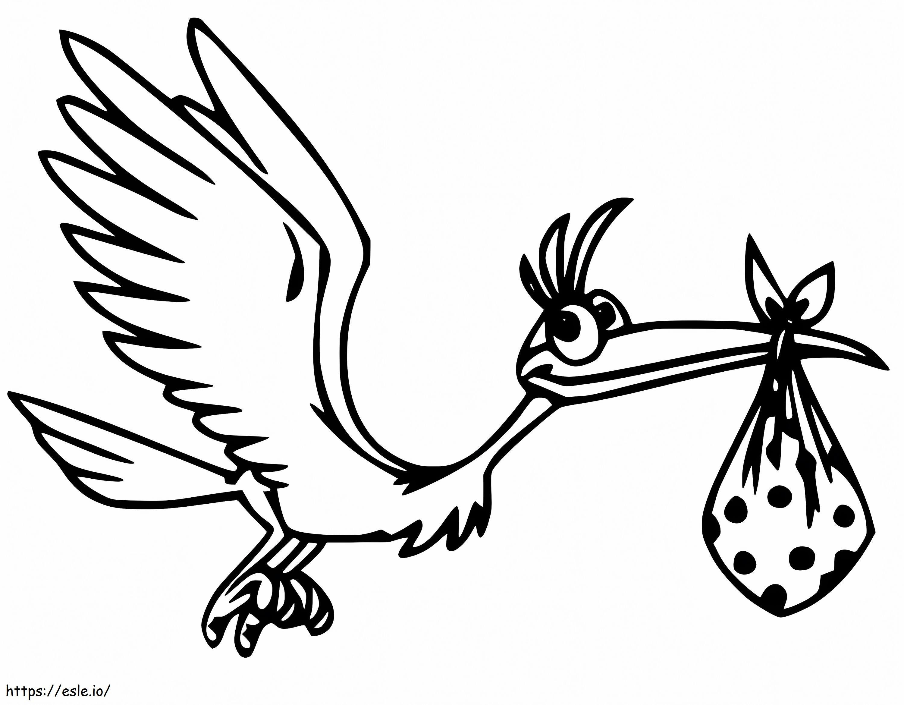 Funny Stork Delivering Baby coloring page