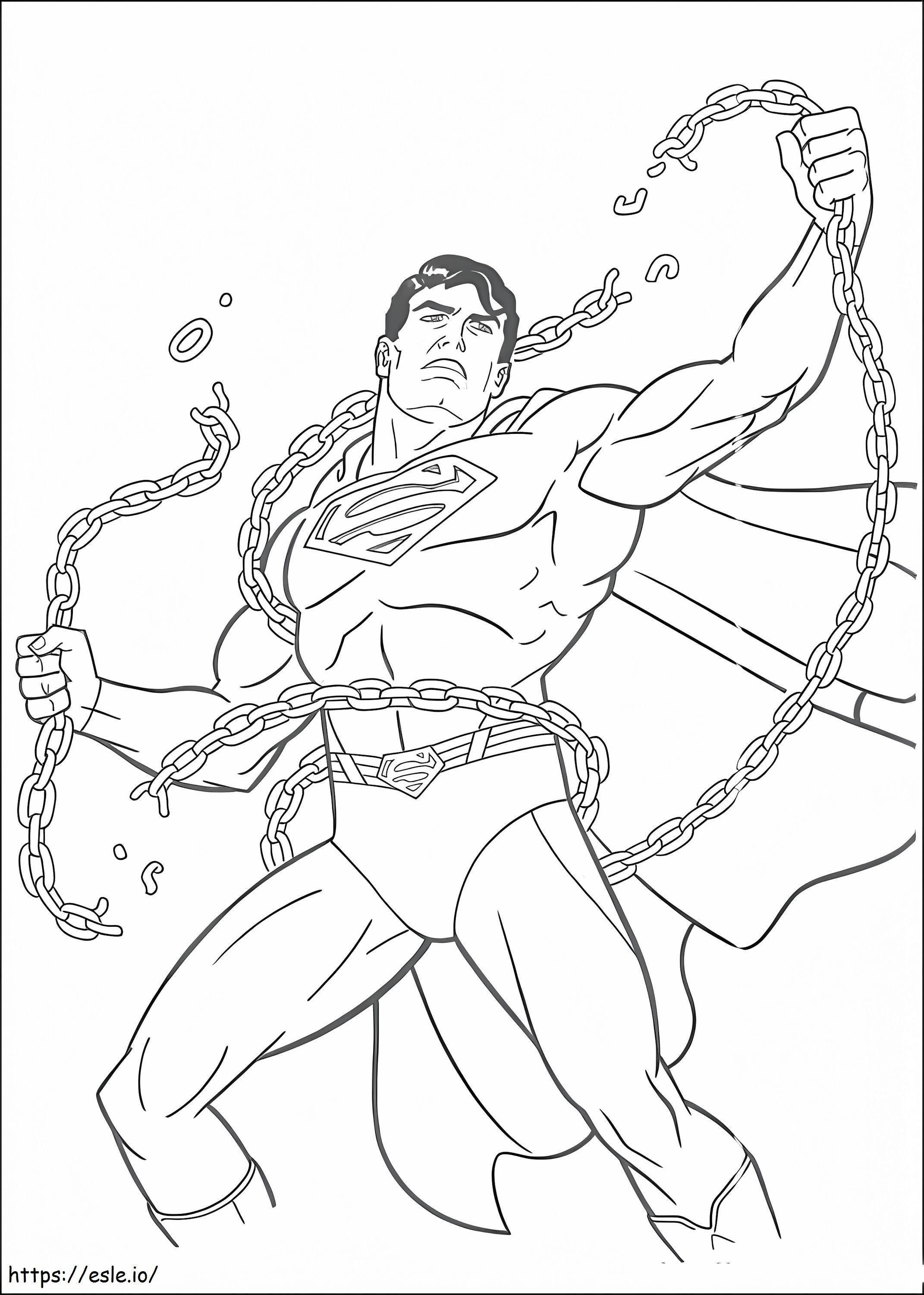 スーパーマンが鎖を断ち切る ぬりえ - 塗り絵