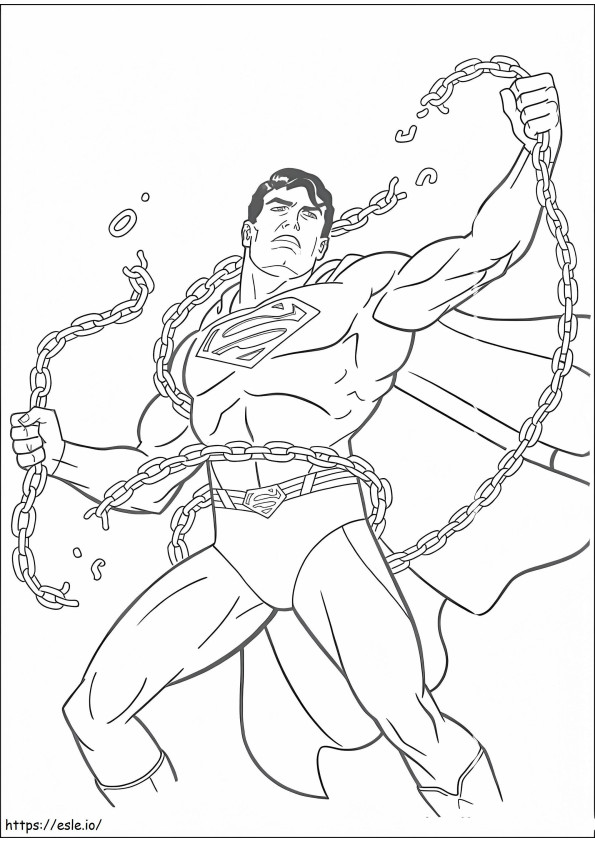 スーパーマンが鎖を断ち切る ぬりえ - 塗り絵