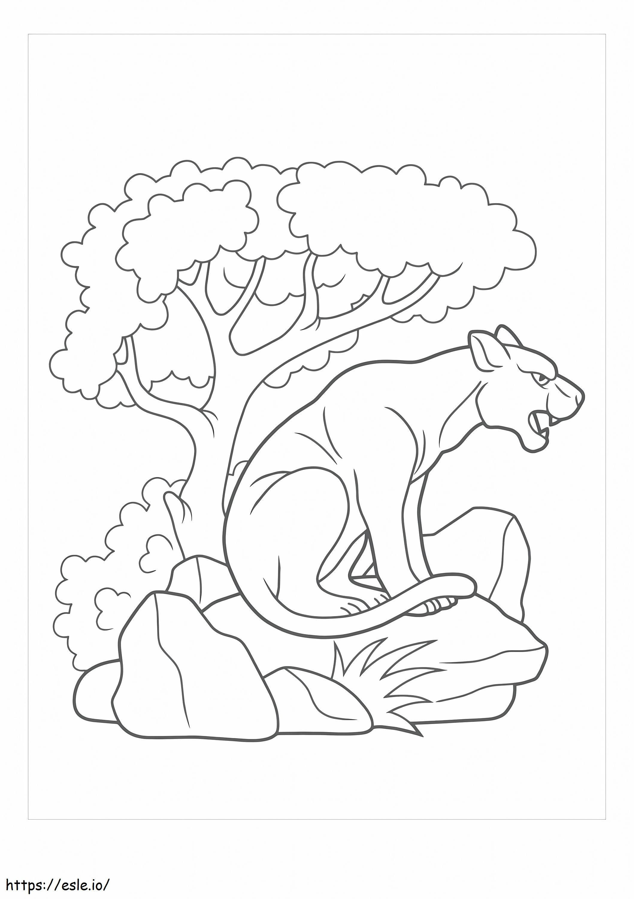 Coloriage Cougar assis sur un rocher à imprimer dessin