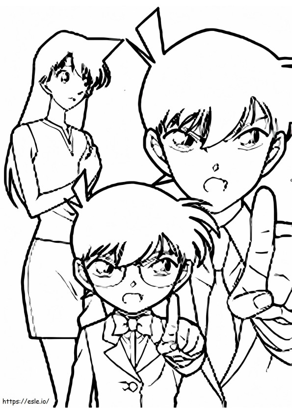 Shinichi Conan e Ran para colorir