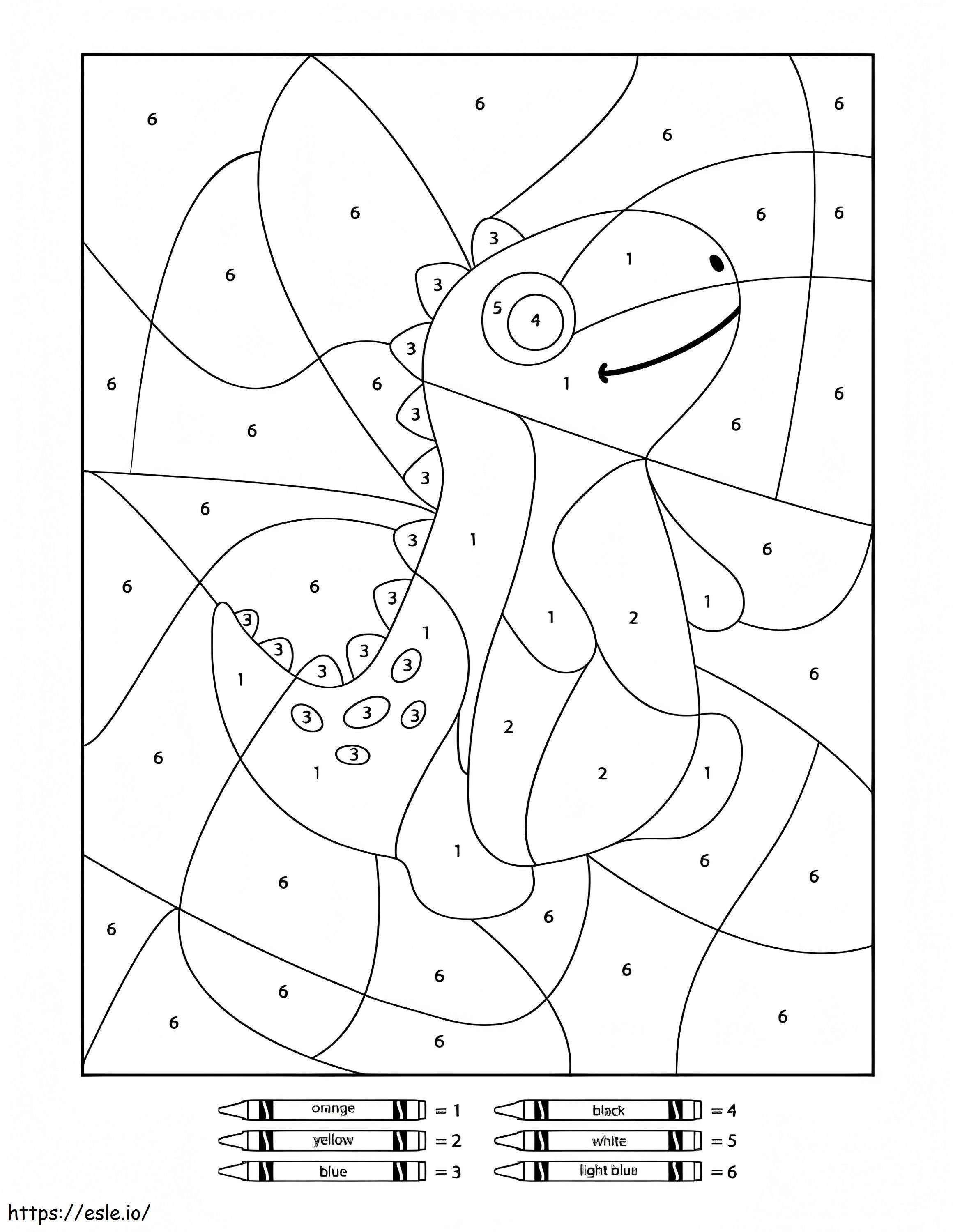 Coloriage Petit dinosaure à colorier par numéro à imprimer dessin