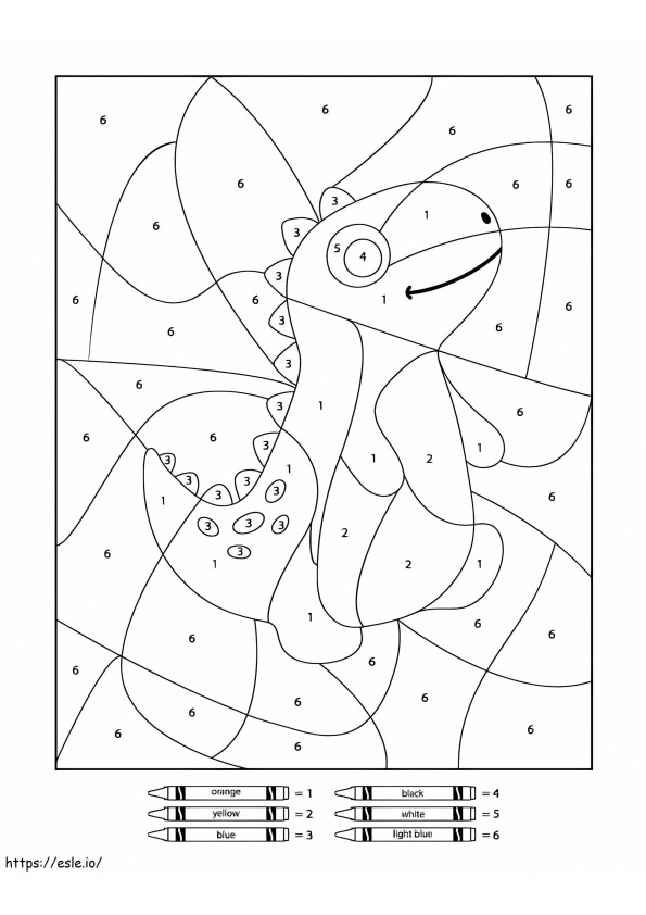 Coloriage Petit dinosaure à colorier par numéro à imprimer dessin