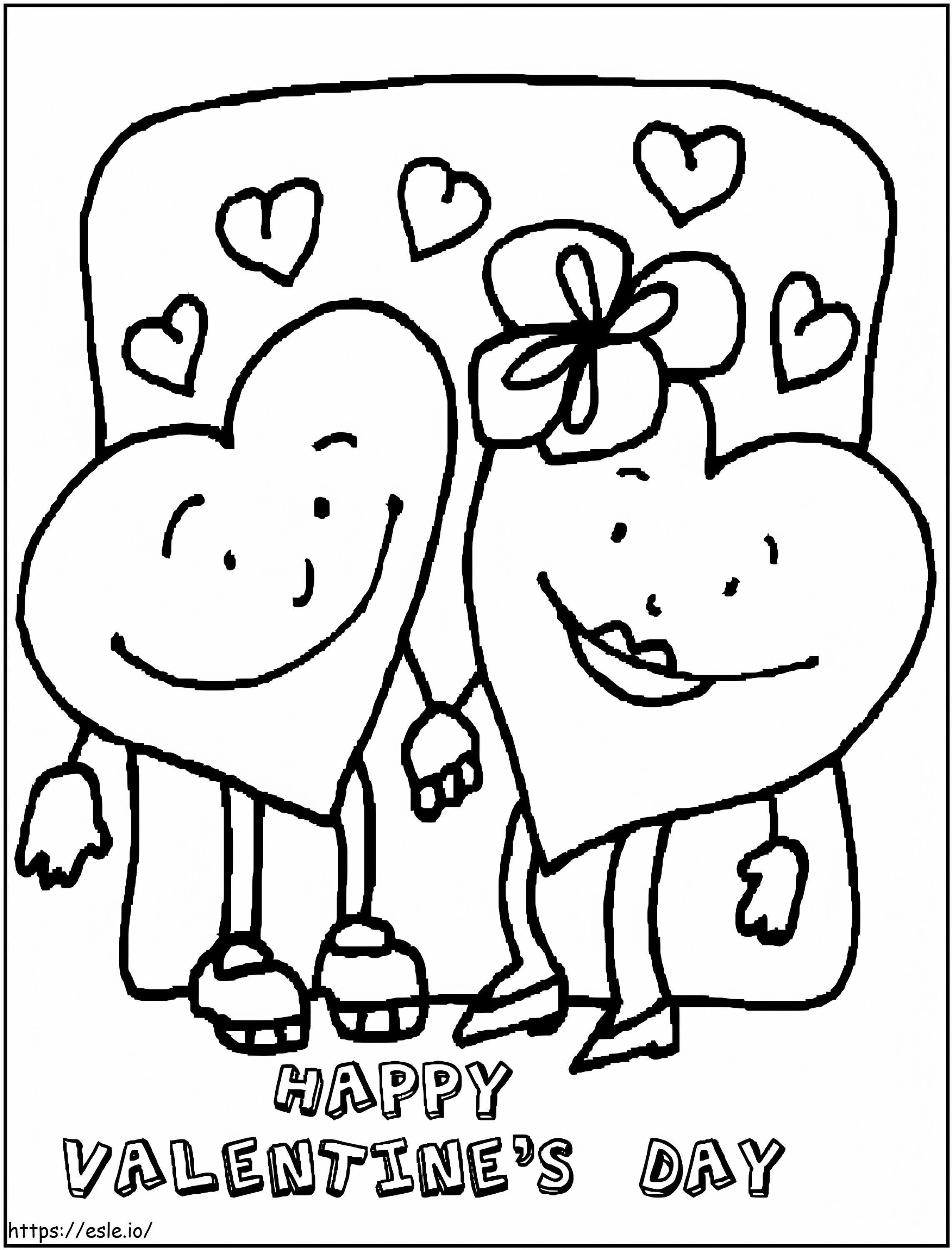 Couple Valentine Hearts coloring page