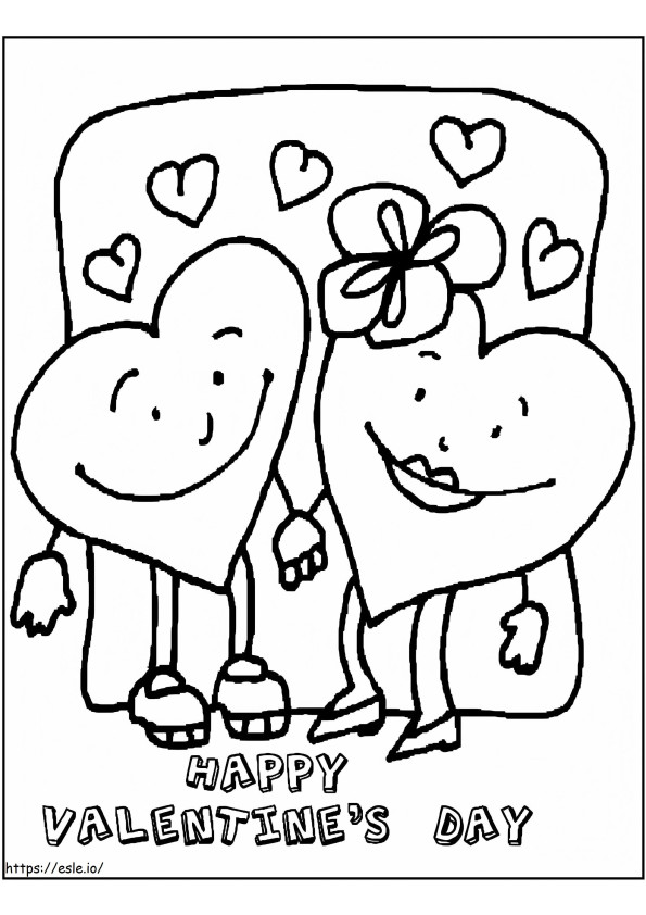 Couple Valentine Hearts coloring page