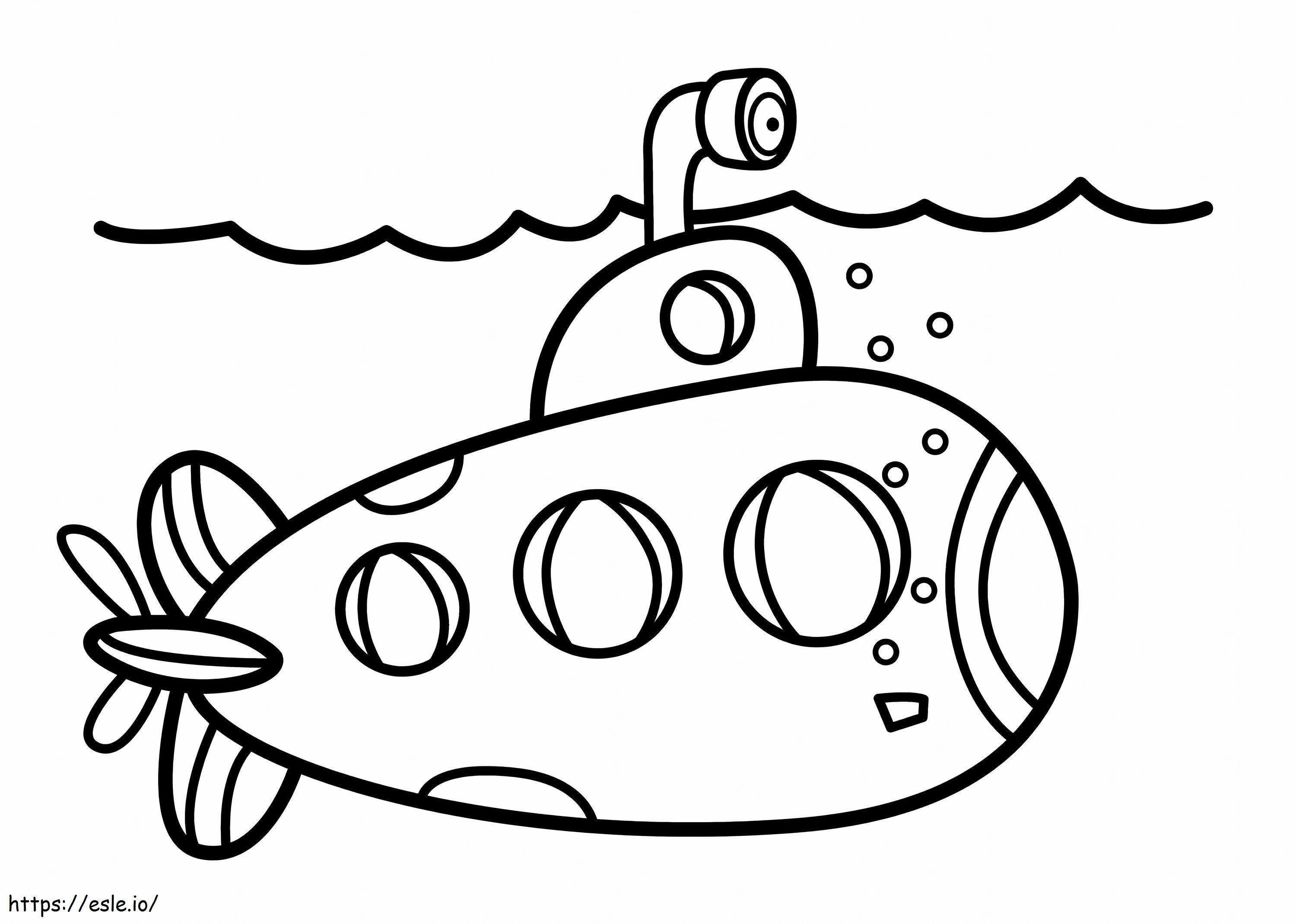 submarino básico para colorir
