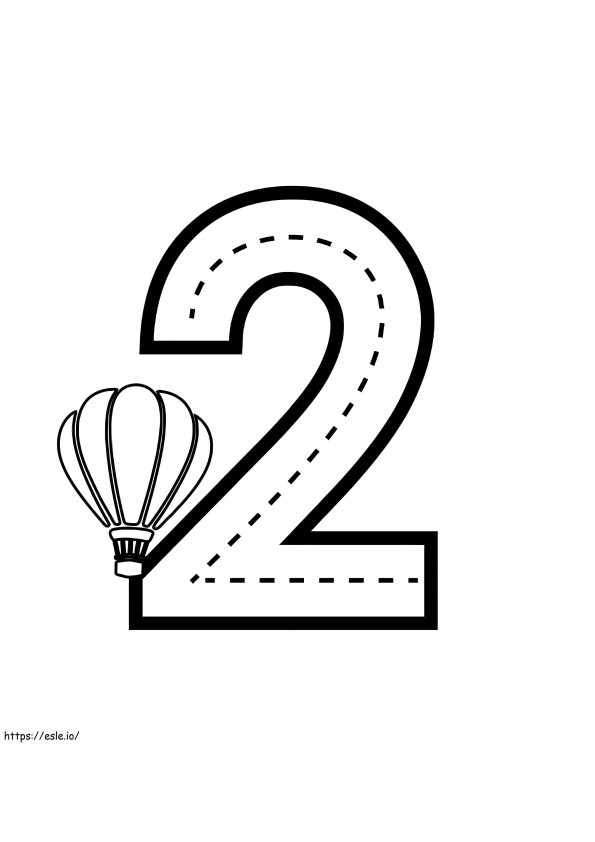 Nummer 2 und Heißluftballon ausmalbilder