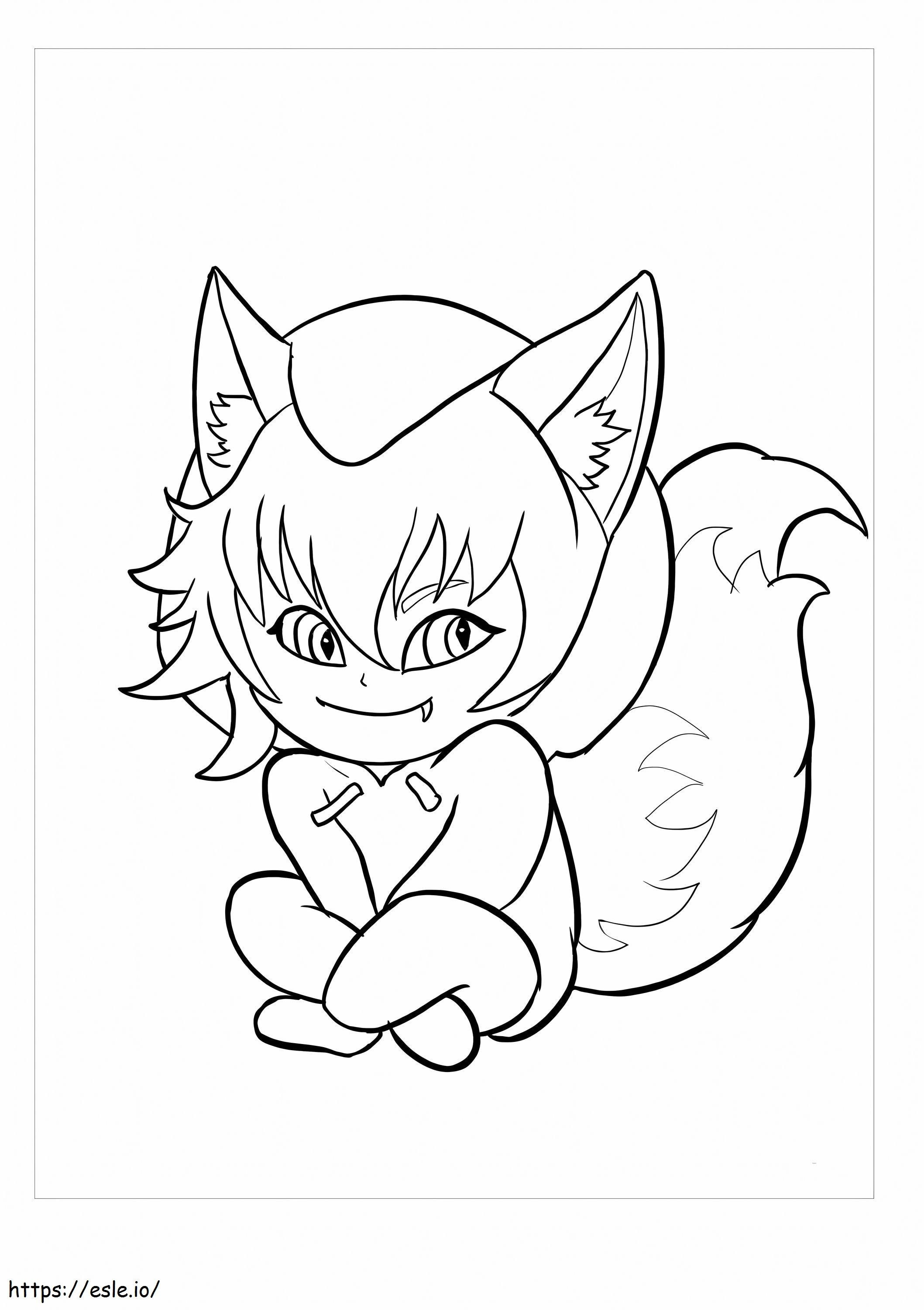 Baby Wolf Girl coloring page