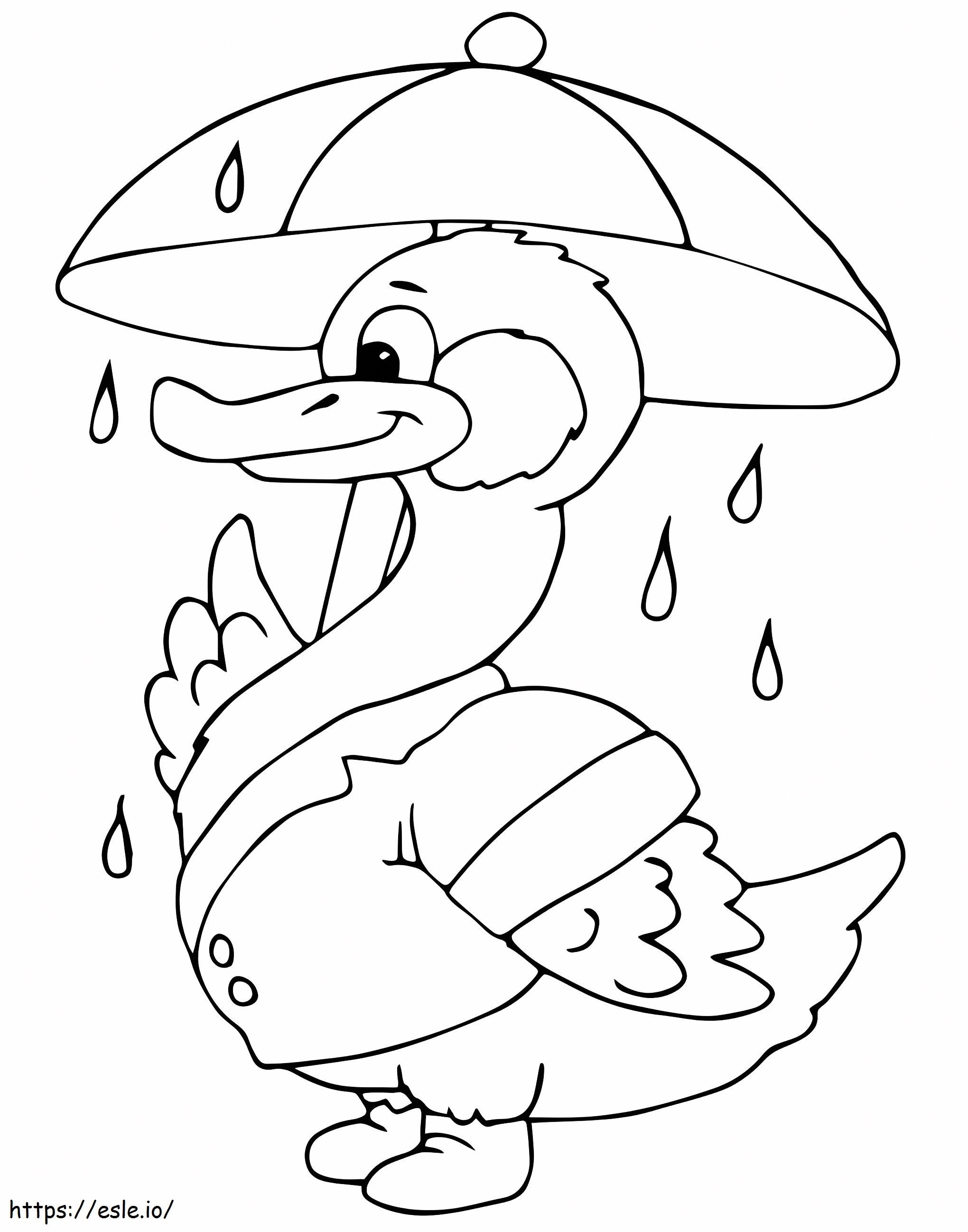 Duck In The Rain Coloring Page - Free Printable for Kids