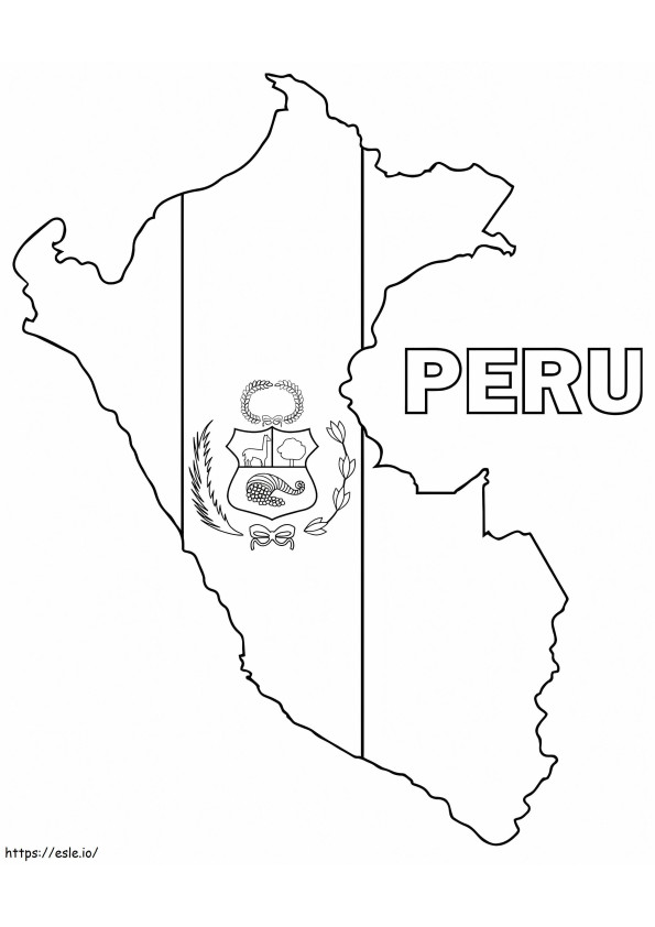 ペルーの地図と国旗 ぬりえ - 塗り絵