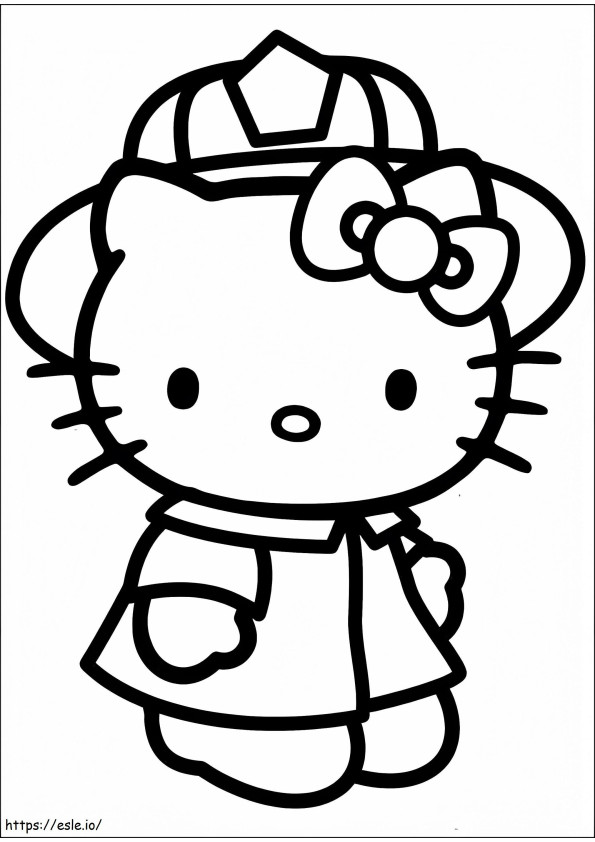 Coloriage Hello Kitty le pompier à imprimer dessin