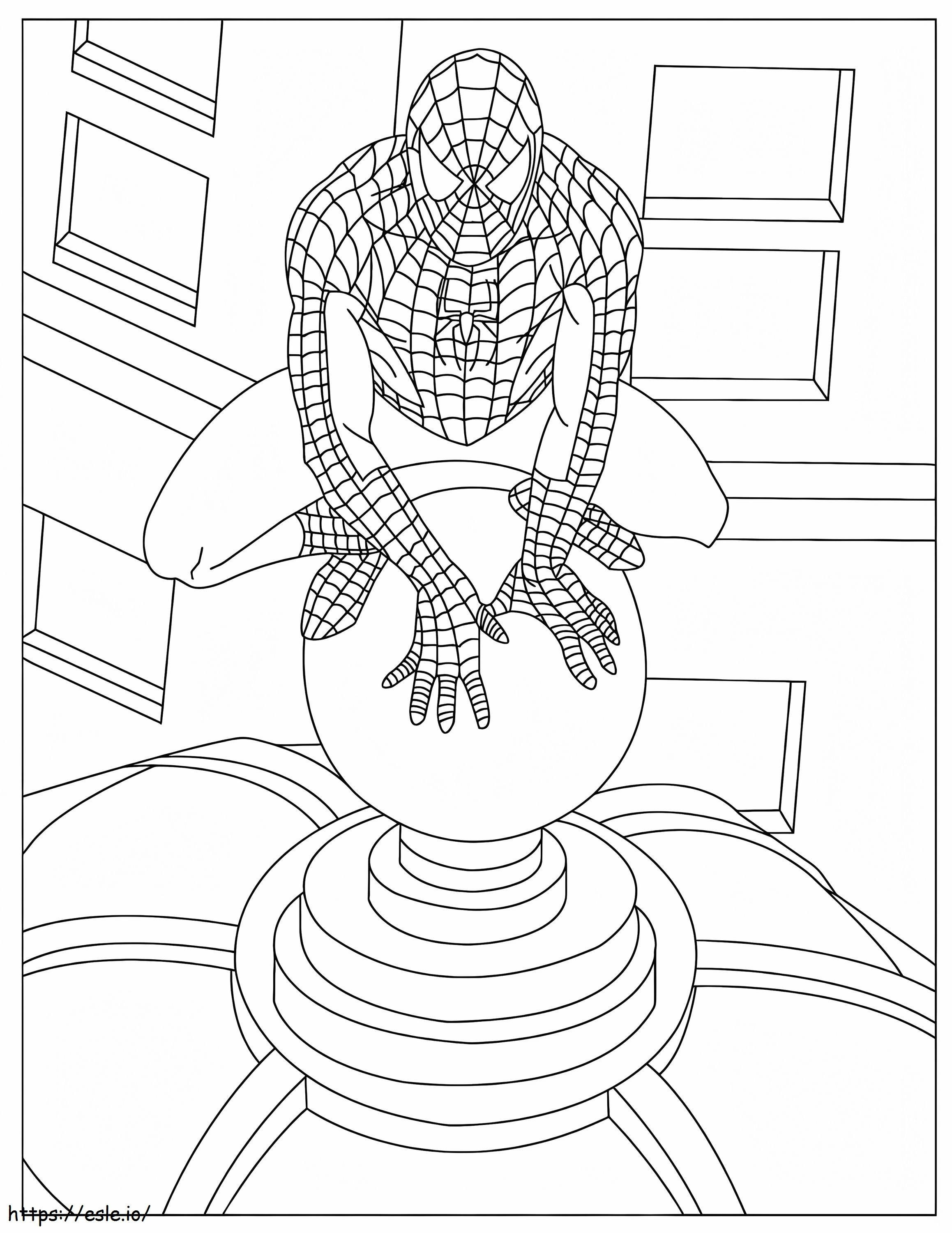 Coloriage Spider Man sur le bâtiment à imprimer dessin