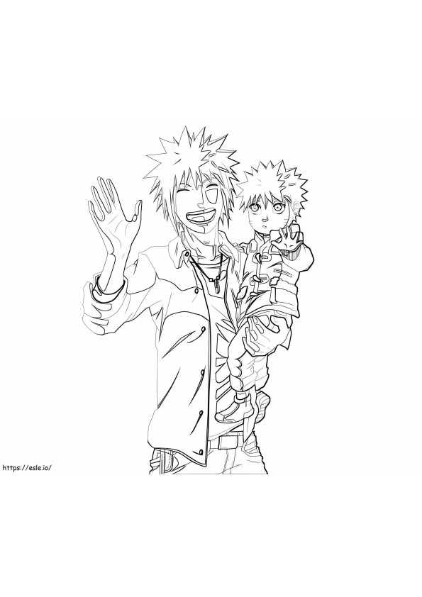 Minato trzymający Naruto kolorowanka