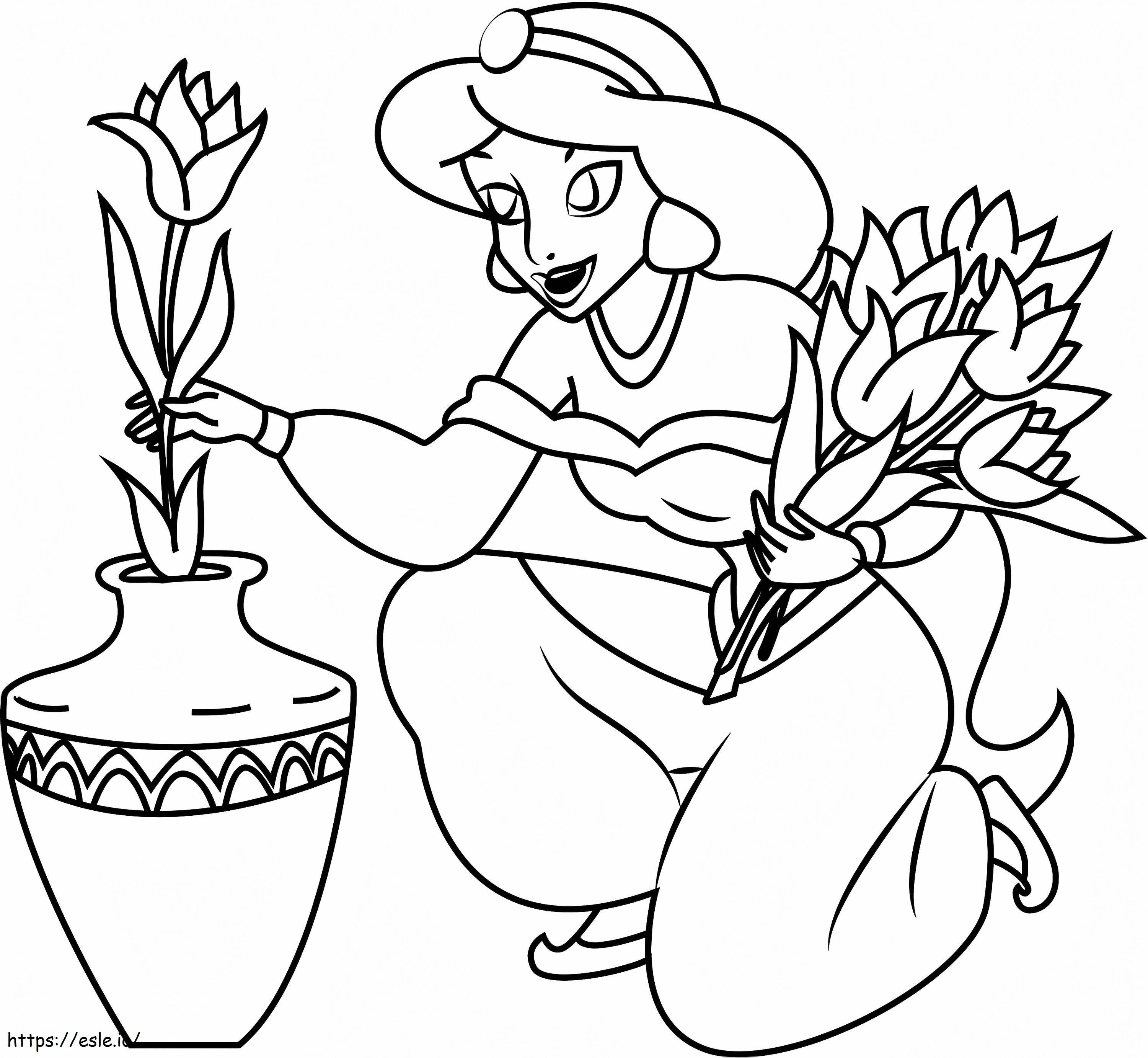 Coloriage  Jasmin avec fleurs A4 à imprimer dessin