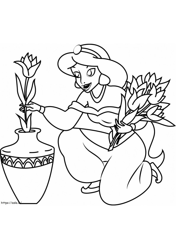 Coloriage  Jasmin avec fleurs A4 à imprimer dessin
