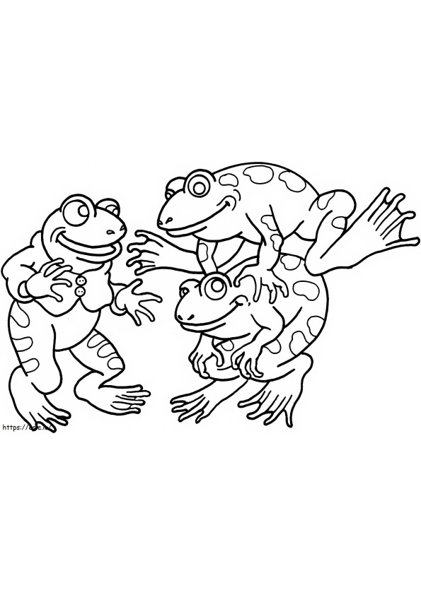 Fun Of Three Frogs coloring page