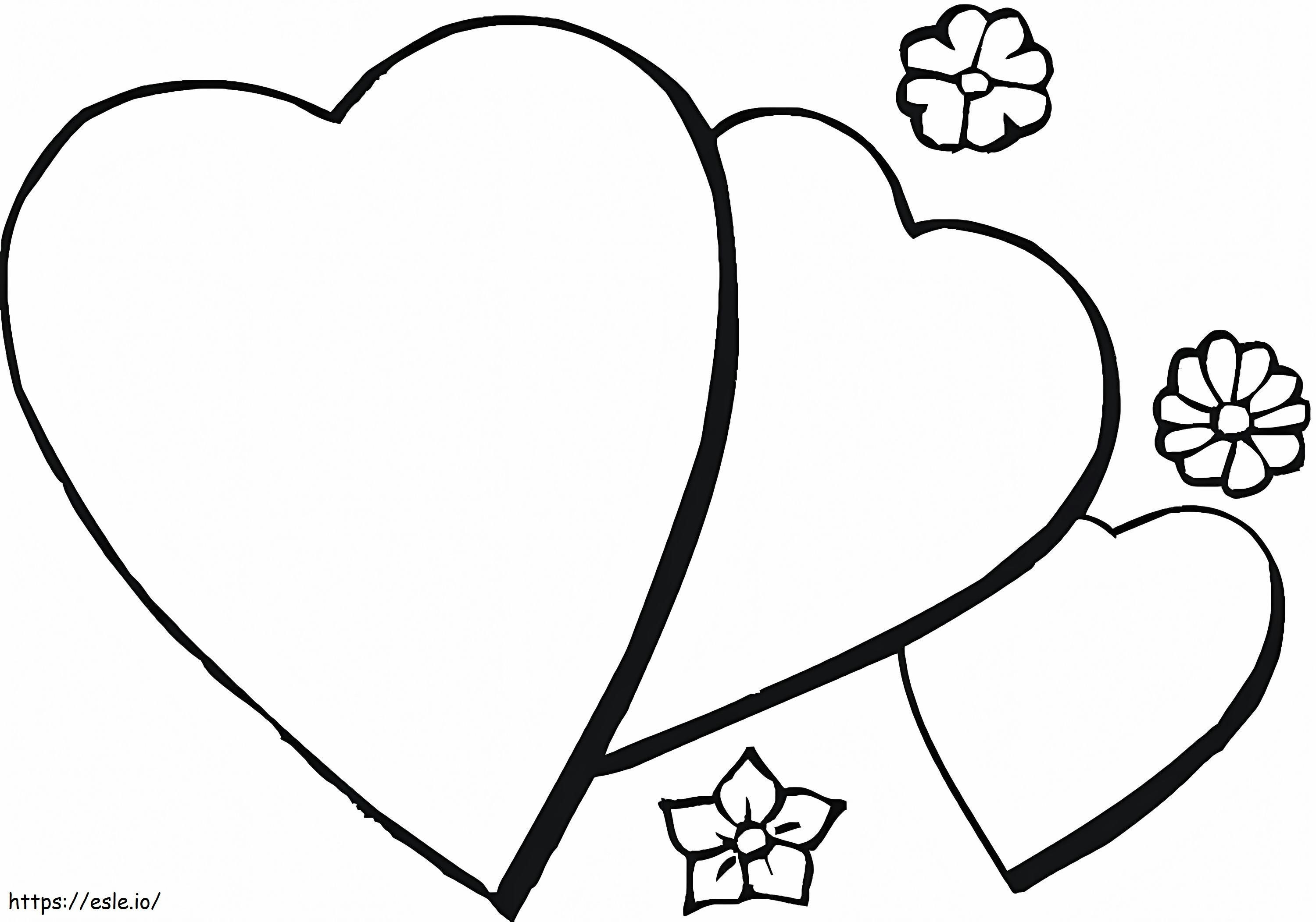 Three Hearts coloring page