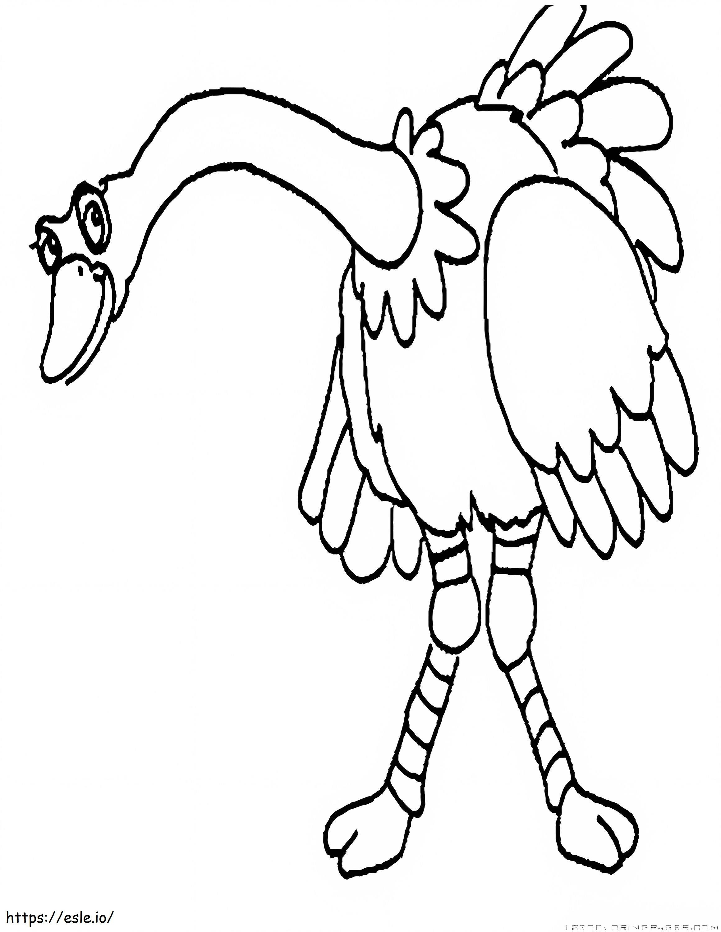 Struisvogel ziet er grappig uit kleurplaat kleurplaat
