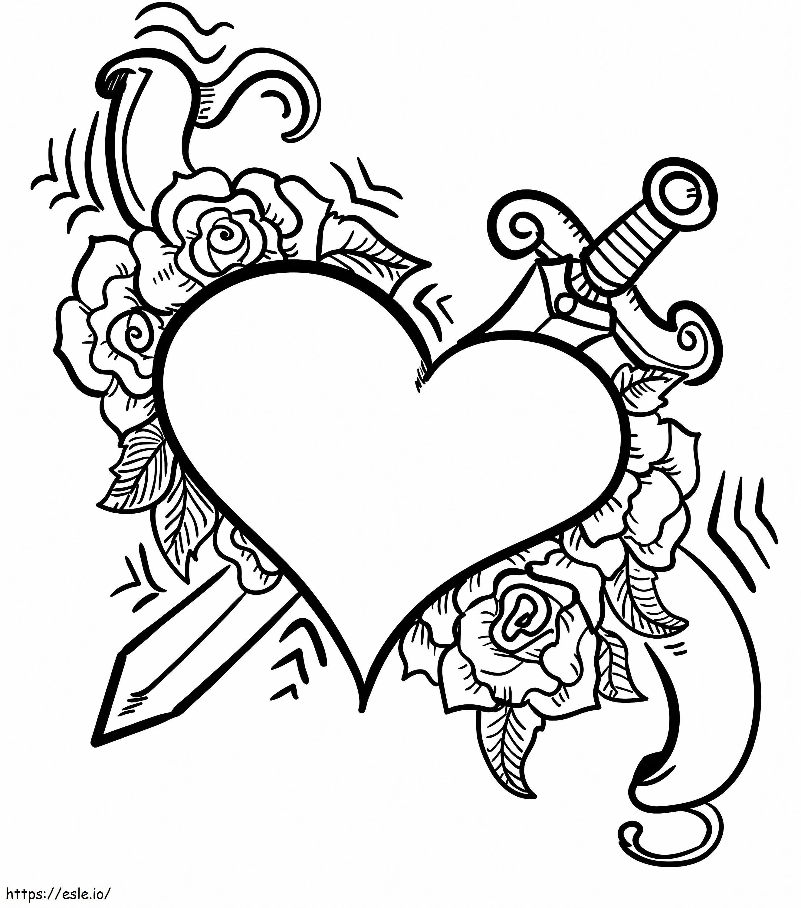 Coloriage Coeur et épée à imprimer dessin