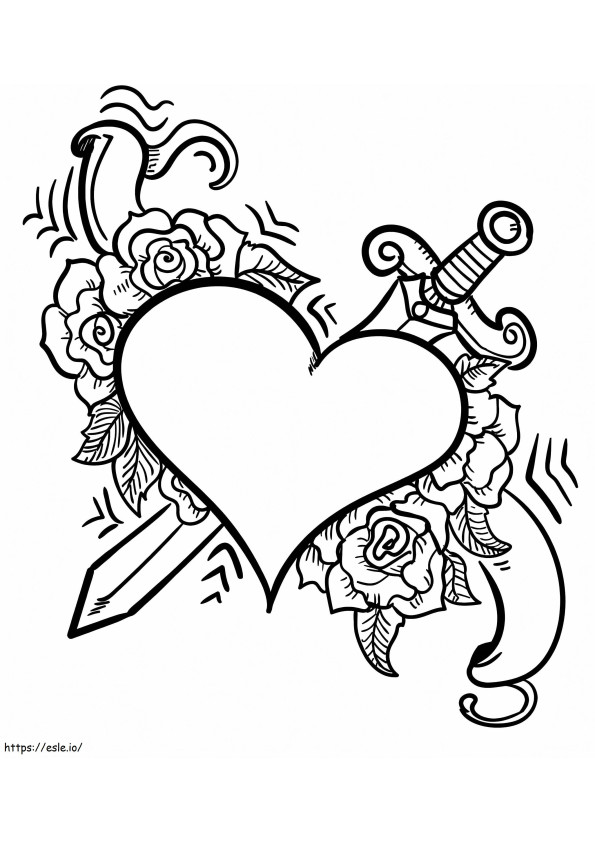 Coloriage Coeur et épée à imprimer dessin