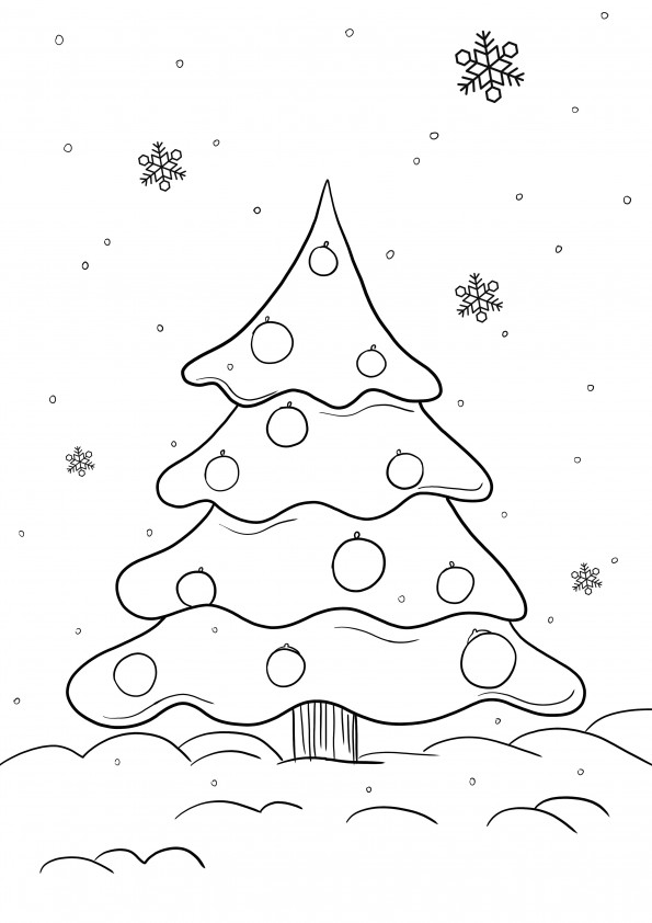 Kerstboom gratis printbare en kleurplaat