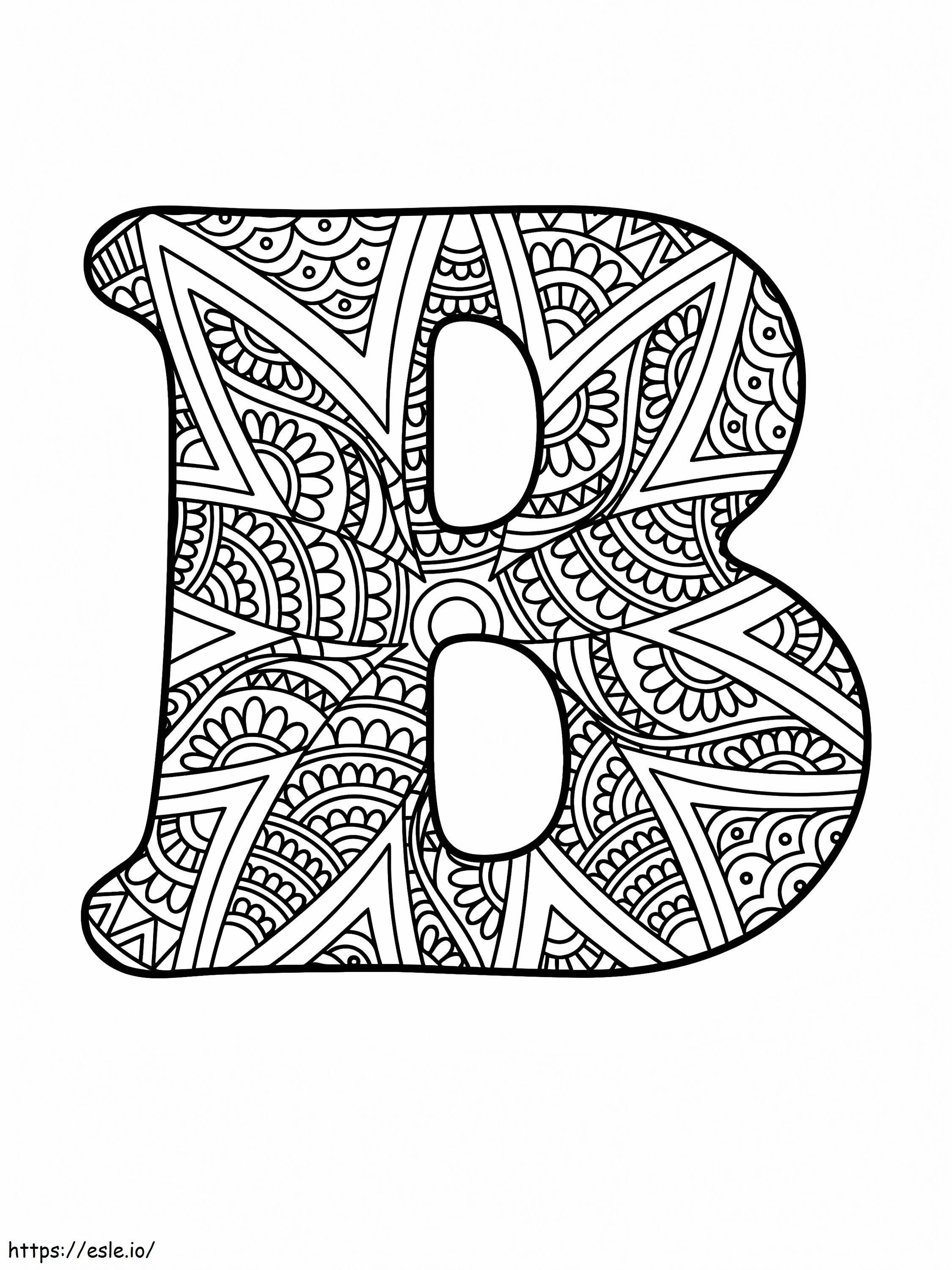 Letra B Mandala Alfabeto para colorear