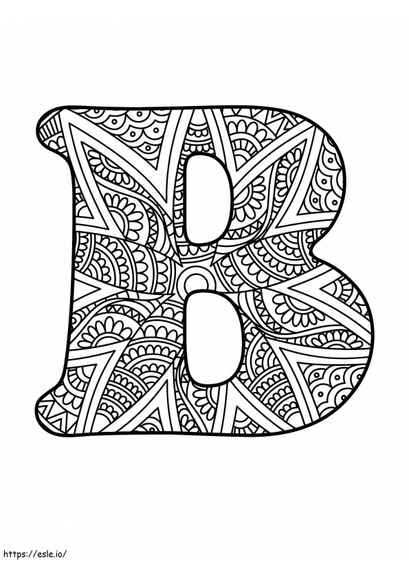 Alfabeto Mandala Letra B para colorir