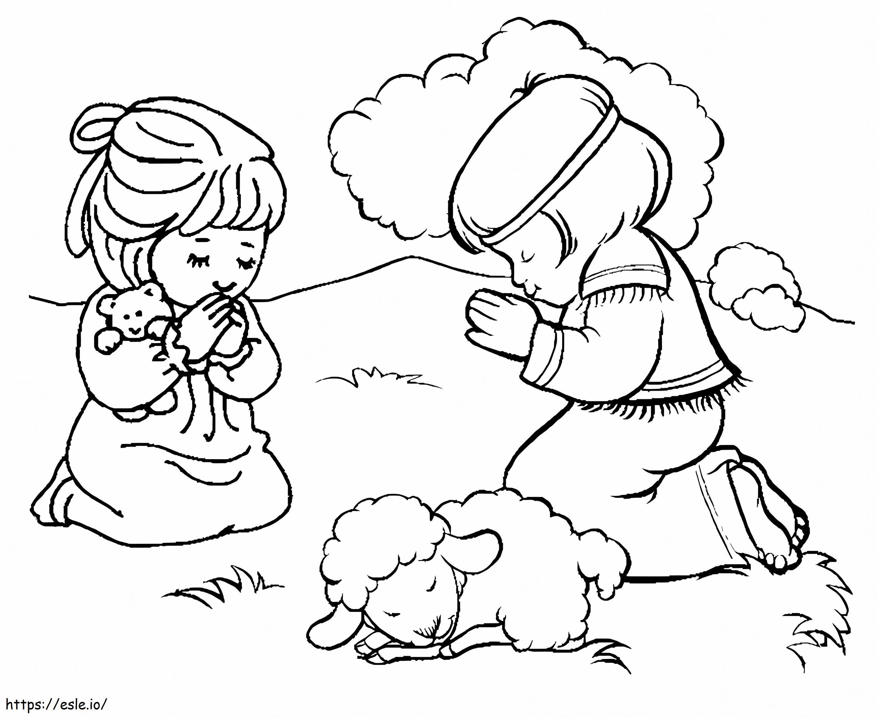 子供の祈りを印刷する ぬりえ - 塗り絵