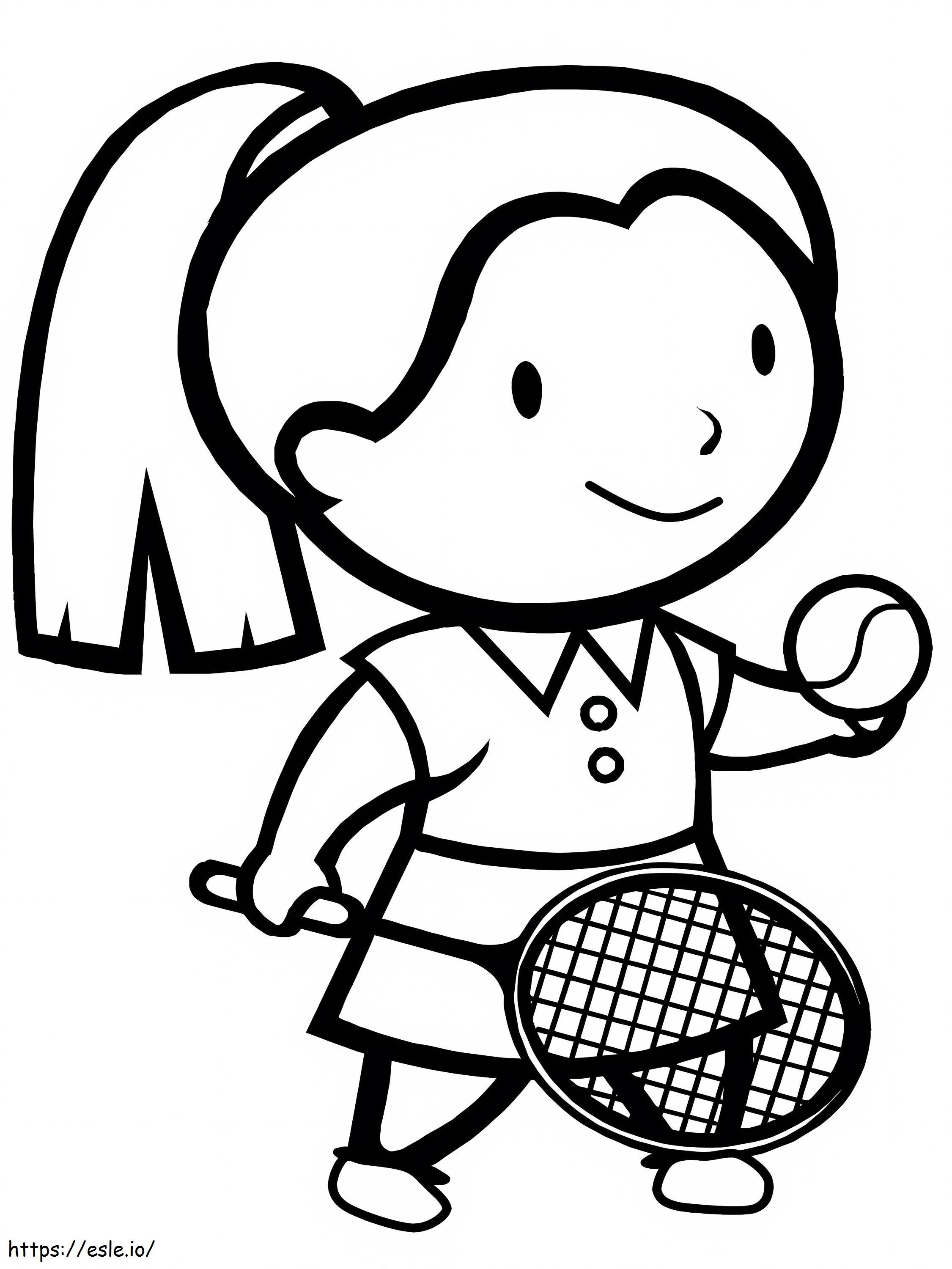 Menina joga tênis para colorir