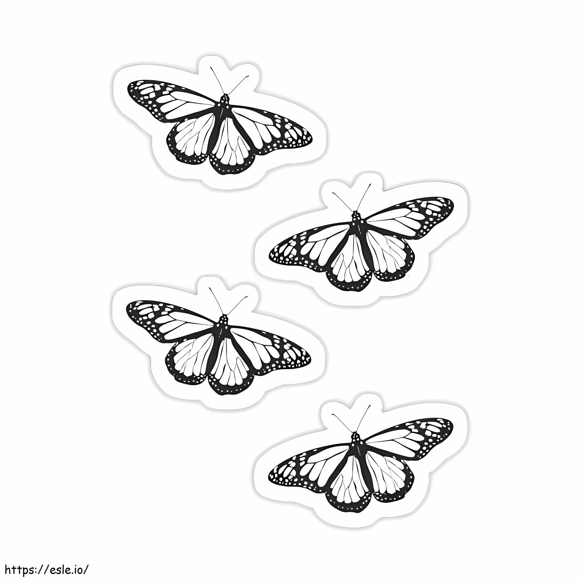 Stiker Kupu-kupu Gambar Mewarnai