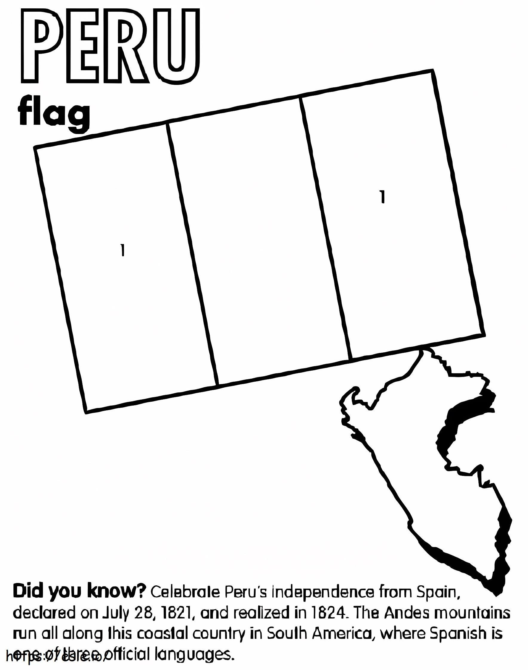 Peru Flag And Map coloring page