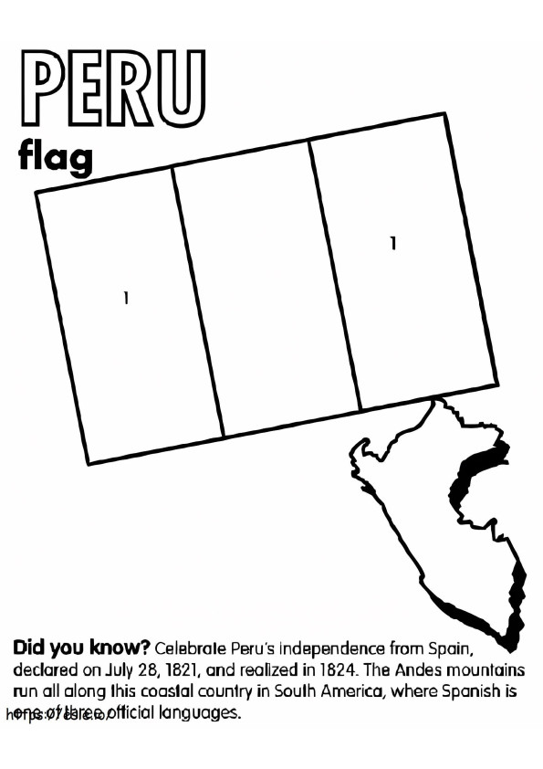 Bandeira e mapa do Peru para colorir