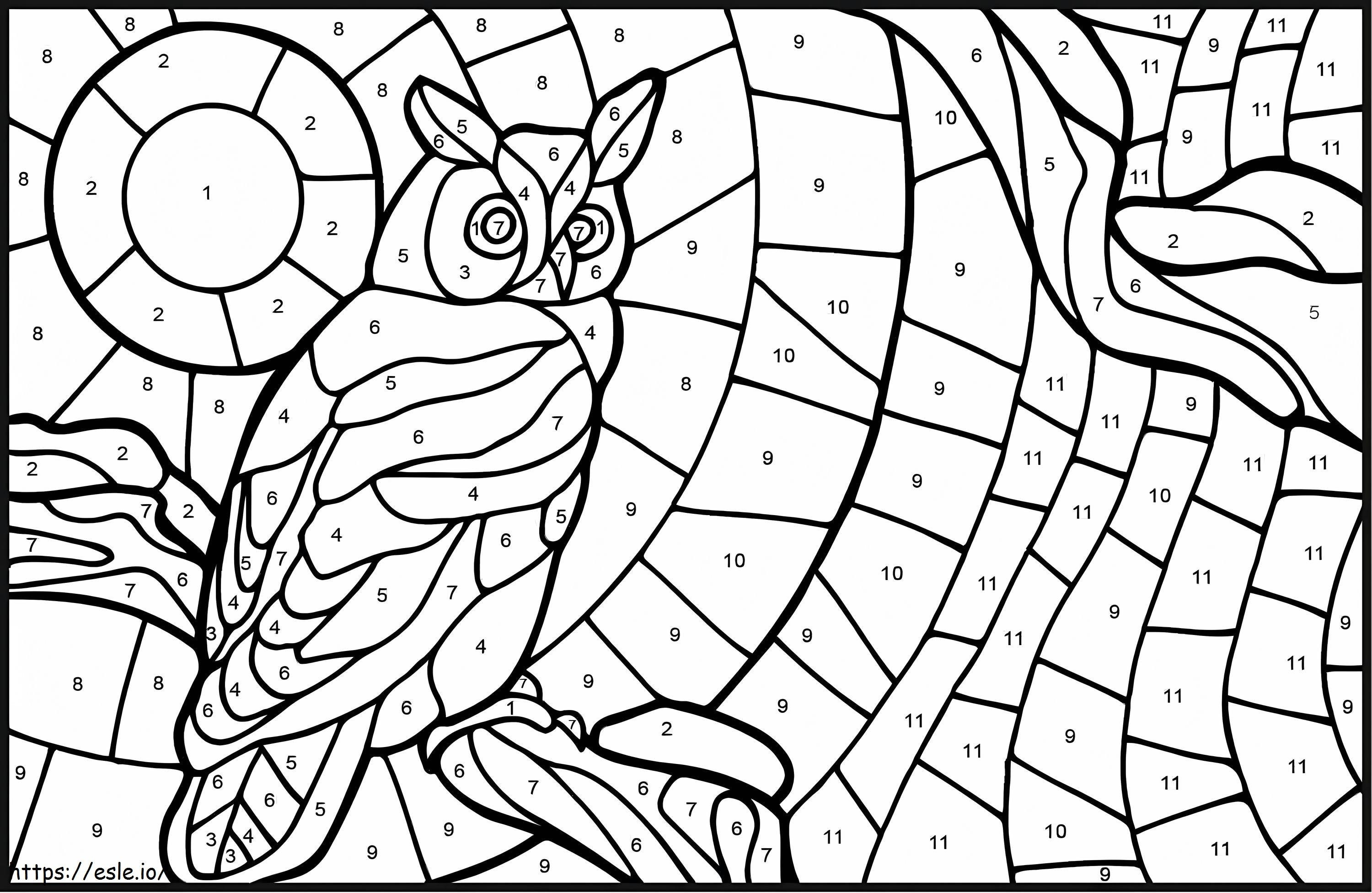 Owl Color By Number 1 coloring page