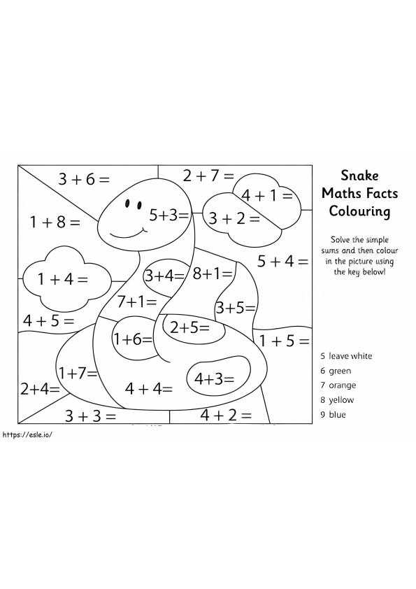 Printable Color By Number Addition coloring page