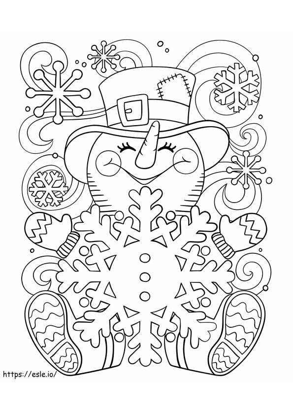 Coloriage Bonhomme de neige heureux à imprimer dessin