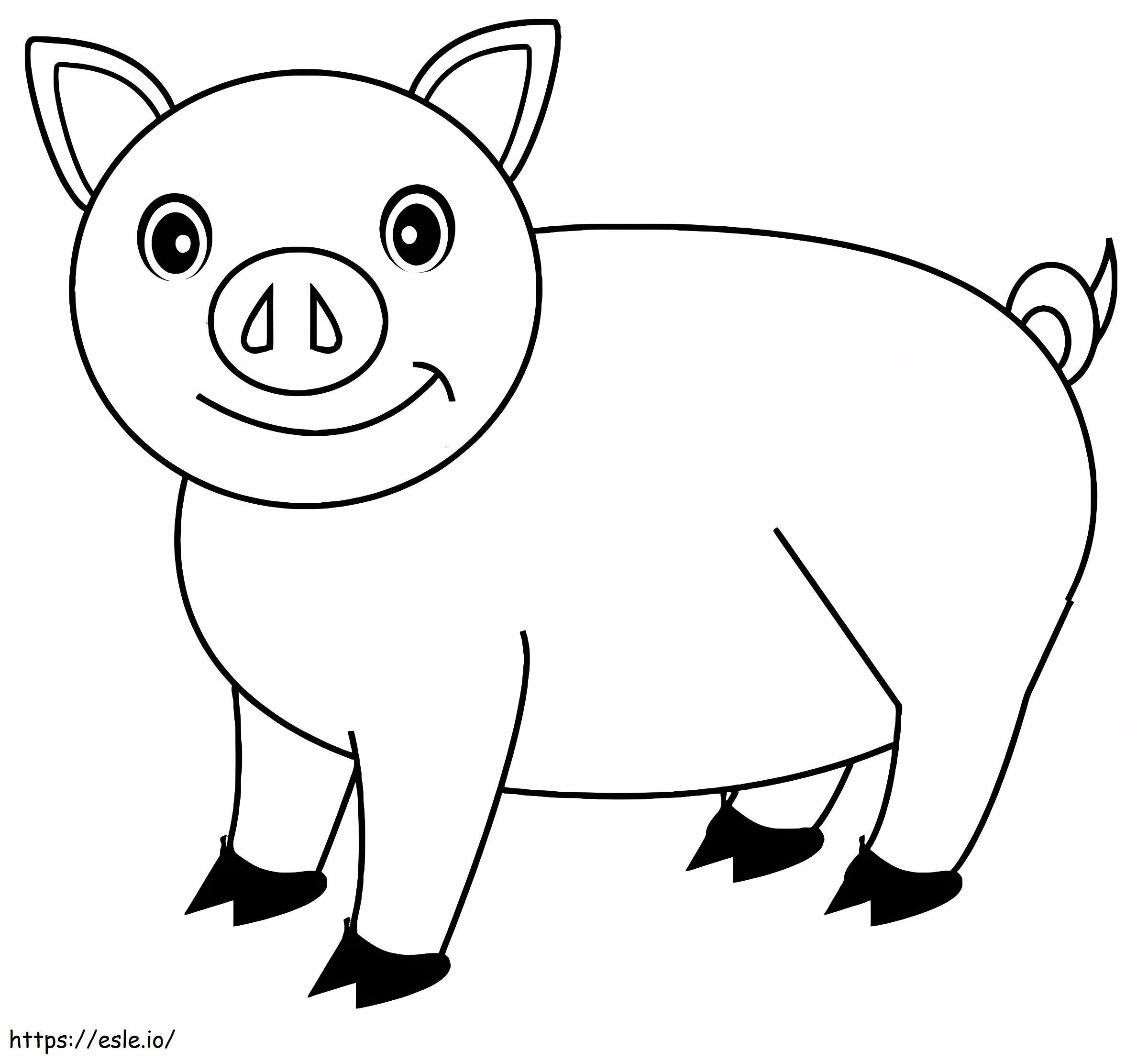 Coloriage Le cochon est heureux à imprimer dessin